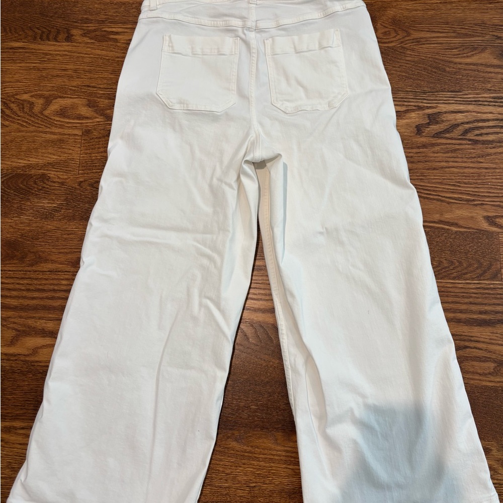 SPANX White Flare Wide Leg Jeans: size large - Picture 7 of 10